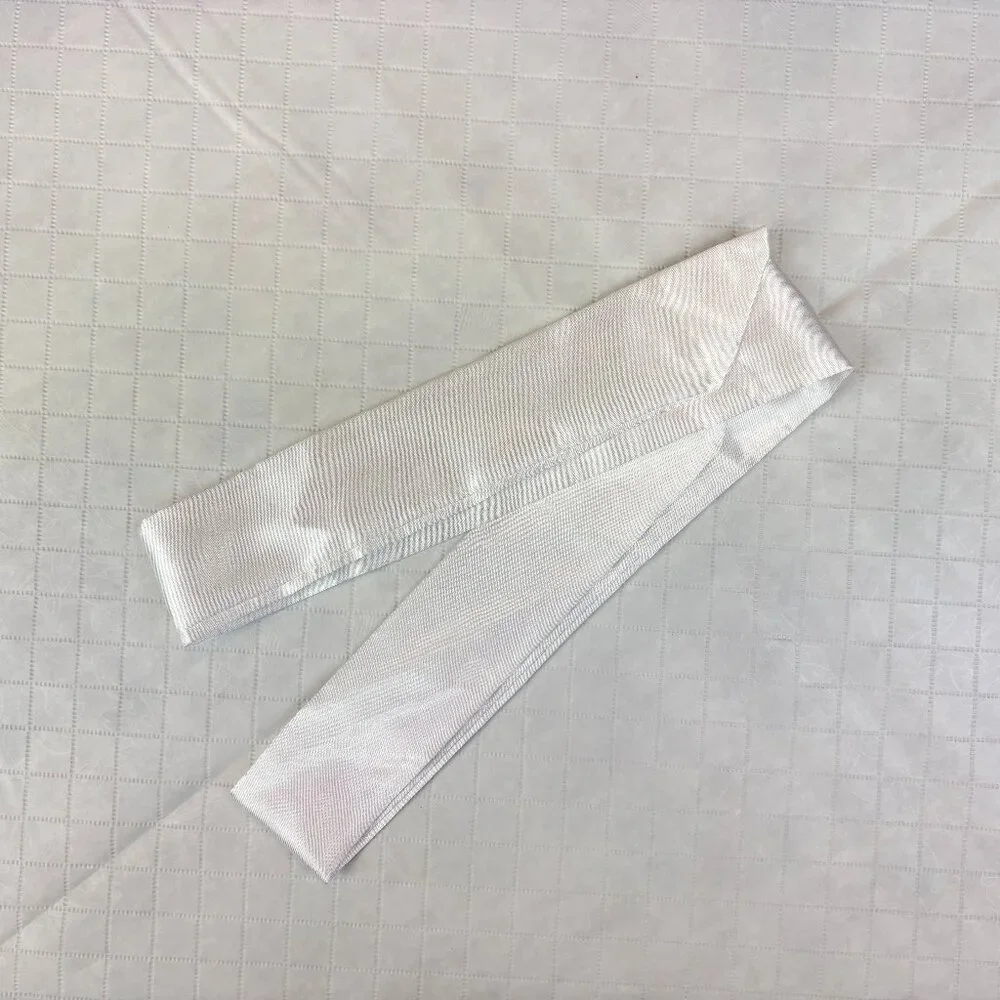 Minimalist elegant simple white satin skinny scarf twilly. New no tags